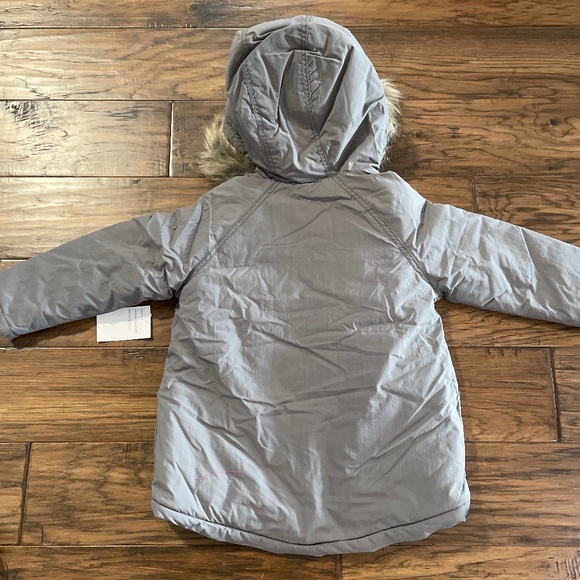 New Old Navy Kids jacket coat sherpa faux fur trim hood grey size 4T - Picture 8 of 9